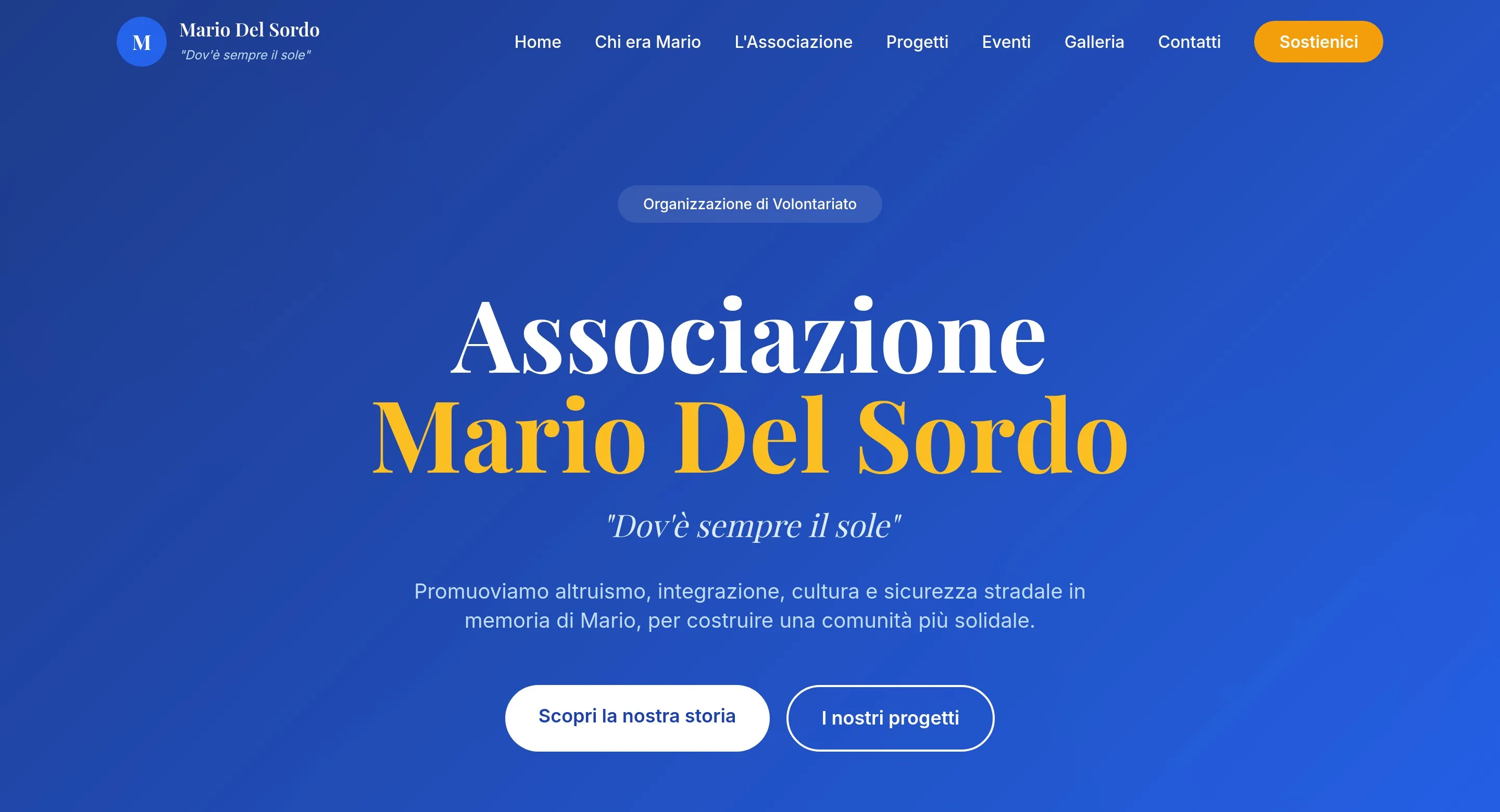 La home page del sito di Associazione Mario Del Sordo