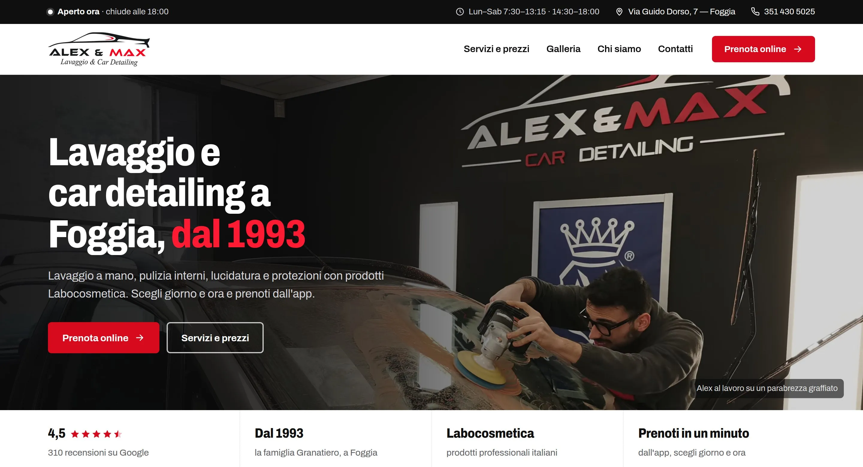 La home page del sito di Alex & Max